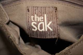 THE SAK NEW LEATHER TAUPE BUCKET PLEATED FOLDED FLAP X BODY BAG 