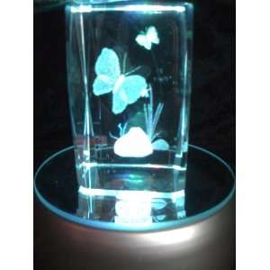  Laser Etched Crystal Cube Butterflies 