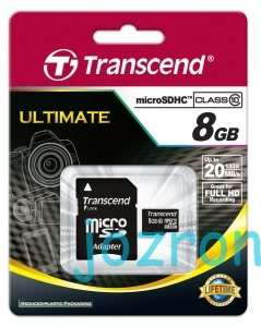 Transcend 8GB 8G Micro SDHC TF Card+SD Adapter Class 10  