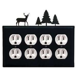 Deer and Pine Trees   Quad. Outlet Electric Cover