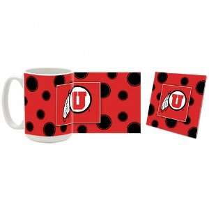  Utah Utes Polka Dots Mug and Coaster Set Sports 
