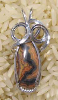 Flowering Tube Onyx Silver Wire Wrap Pendant  