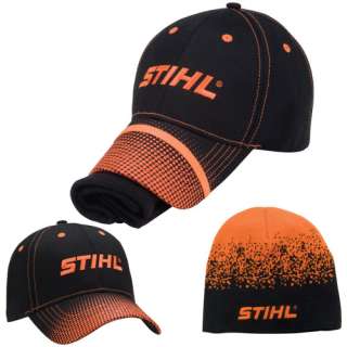 Stihl 8401008 Ball Cap and Knit Hat 2 in 1 Combo Black and Orange 