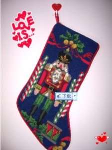 Gorgeous Handmade Christmas Wool Needlepoint Stocking  