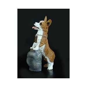  Corgi on Rock Resin Statue