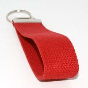   Red   Fabric Keychain Key Fob Ring Wristlet Zipper Pull Automotive