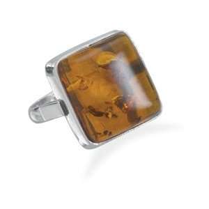  Square Baltic Amber Ring   New Jewelry