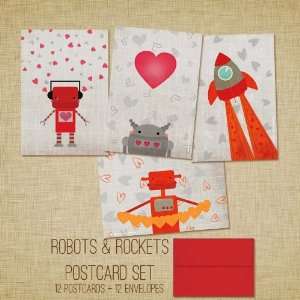  Robots and Rockets Postcard Set Baby
