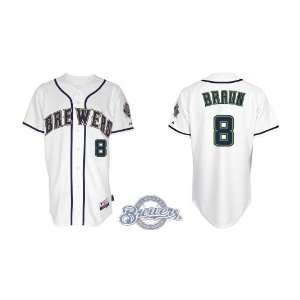  Brewers Authentic MLB Jerseys #8 Ryan Braun White Cool Base Jersey 