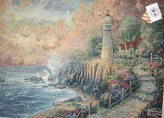Thomas Kinkade Lightof Peace Lighthouse Jacquard Tapestry Wall Hanging 