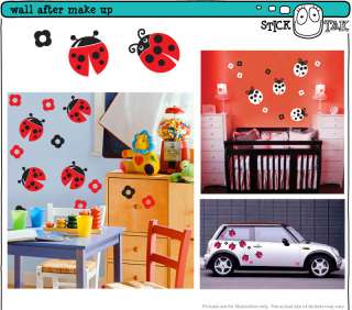   LADYBUGS & FLOWERS NURSERY Vinyl Wall Stickers   1 set of up to 19pcs