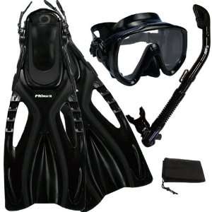 com PROMATE Scuba Diving Snorkeling Extra Wide Mask Snorkel Fins Gear 