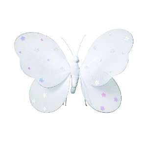  Hanging Butterfly 14 Large White Nylon Butterfly with Sequins 
