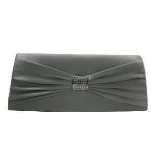   Sophisticated Silver Satin Flap Clutch Evening Purse 