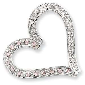  Sterling Silver Pink and Clear CZ Chain Slide Jewelry