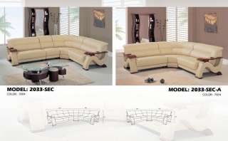 GLOBAL FURNITURE SECTIONAL SOFA BONDED LEATHER MODERN CAPPUCCINO 3 