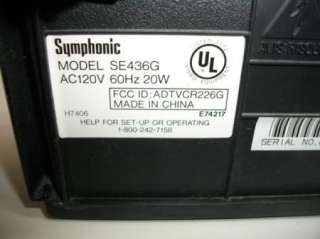 Symphonic 4 HEAD stereo VHS VCR player recorder SE436G  