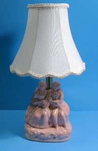 Vintage Victorian Couple Embracing Boudior Lamp Rose  