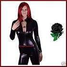 Black Catwoman PVC Look Catsuit Bodysuit Fancy Dress Costume   S / 8 