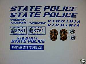 Virginia State Police Charger Decals 124 Custom  