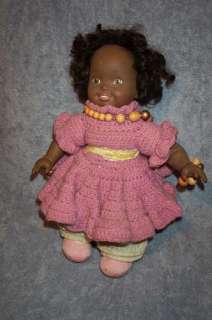 Black Potty Baby Doll in Knitted Doll Dress, Pantaloons  