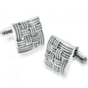  Mesh Quilted Sterling Silver Square Cufflinks Jewelry