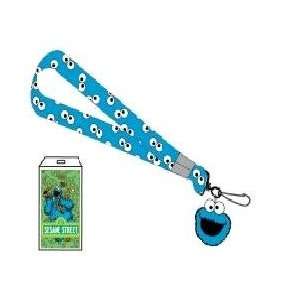 SESAME STREET COOKIE MONSTER BLUE NYLON LANYARD with ID Badge and toy
