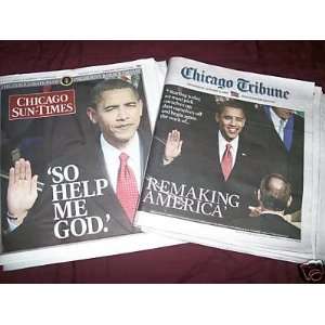  Obama Chicago Suntimes and the Chicago Tribune 1/21/09 