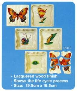 NEW 5 Layer Butterfly Caterpillar Cycle Wooden Puzzle  