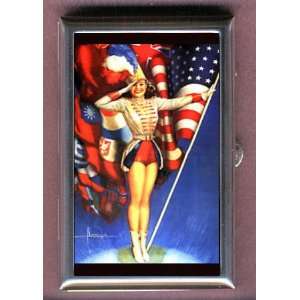  PIN UP GIRL PATRIOTIC FLAG Coin, Mint or Pill Box Made in 