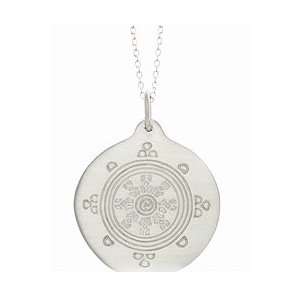   Brushed Sterling Silver Tibetan Golden Wheel Necklace Baroni Jewelry