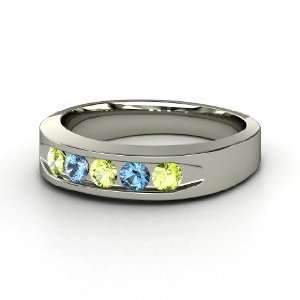   Culvert Ring, Sterling Silver Ring with Peridot & Blue Topaz Jewelry