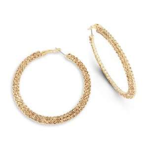  Smoky Topaz Color Stone Fashion Gold Tone Hoop Earrings Jewelry