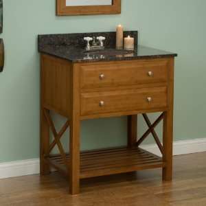  30 Bamboo Vanity   Hammered Copper Sink   4 Faucet Holes 