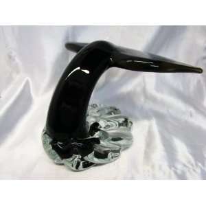    New Hand Blown Glass Whale Tail on Wave Paperweight