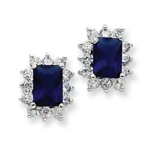   Silver Dark Blue And Clear CZ Earrings West Coast Jewelry Jewelry