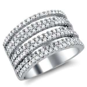   Round Diamond Wedding Band Ring Wide Cocktail 14k White Gold Jewelry