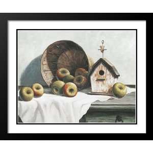   and Double Matted Art 25x29 Birdhouse, Basket, Apple